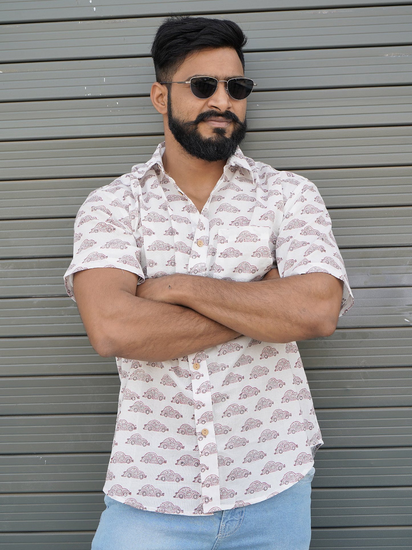 Minimal Car Prints White Shirt