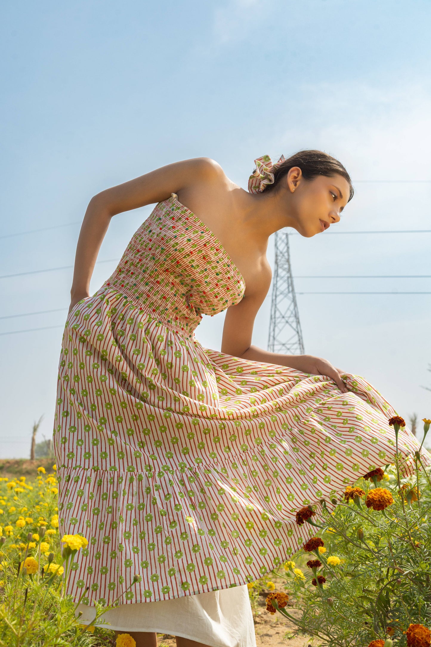 White Sunset Bloom Dress