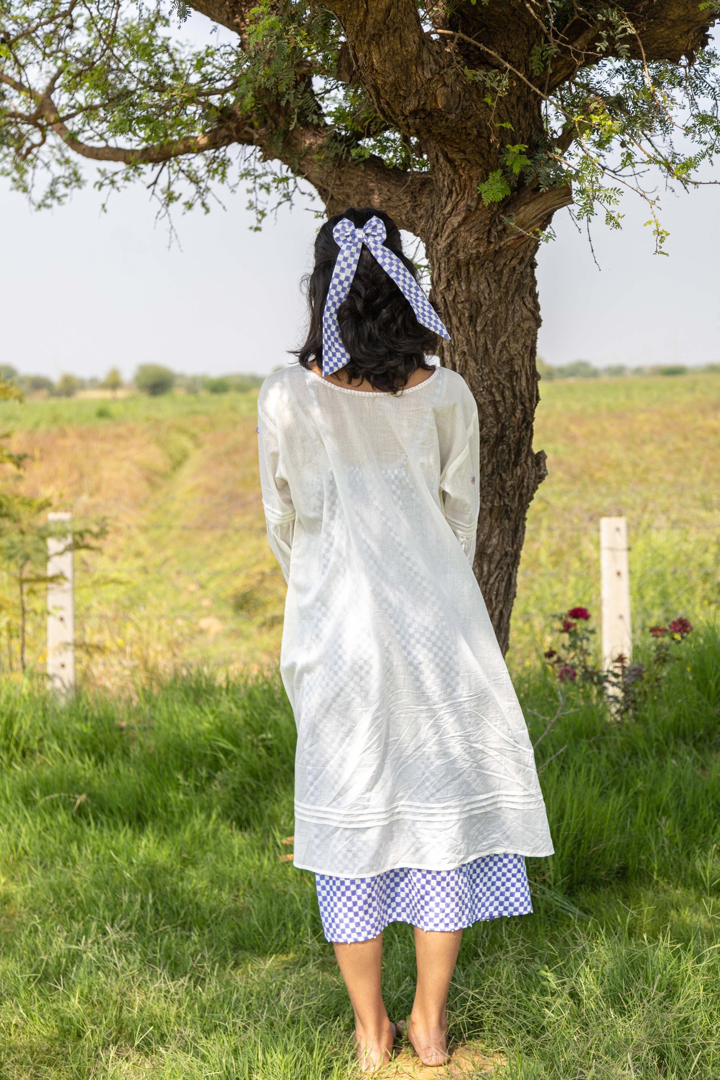 White Harvest Check Dress