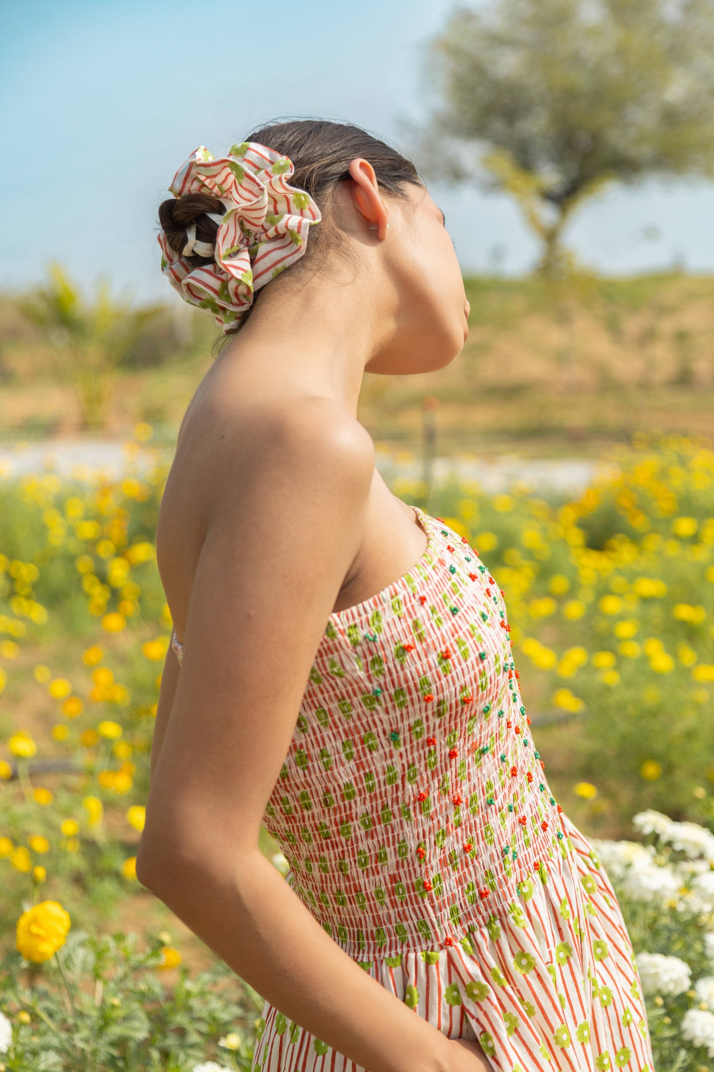 White Sunset Bloom Dress