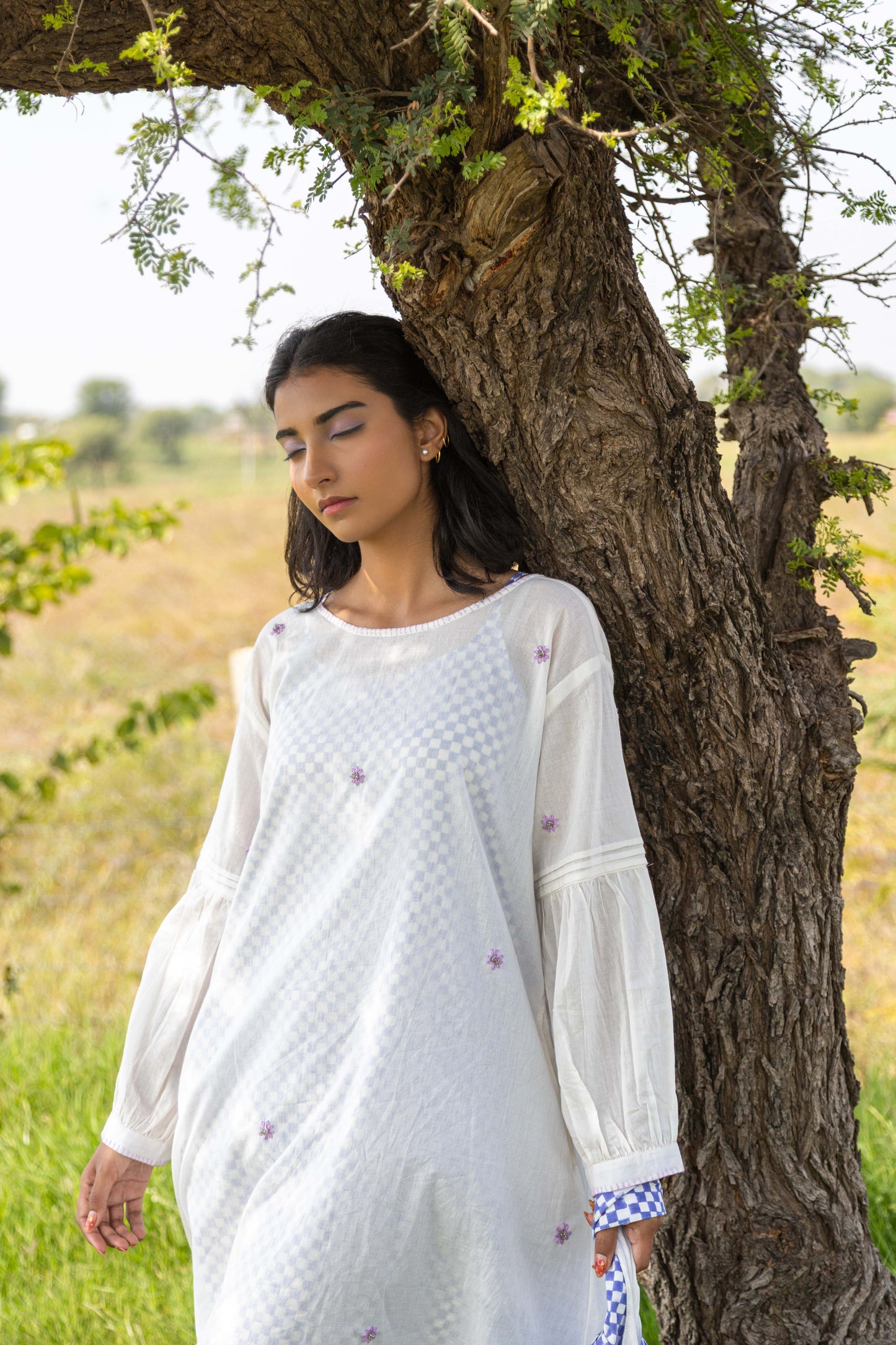 White Harvest Check Dress