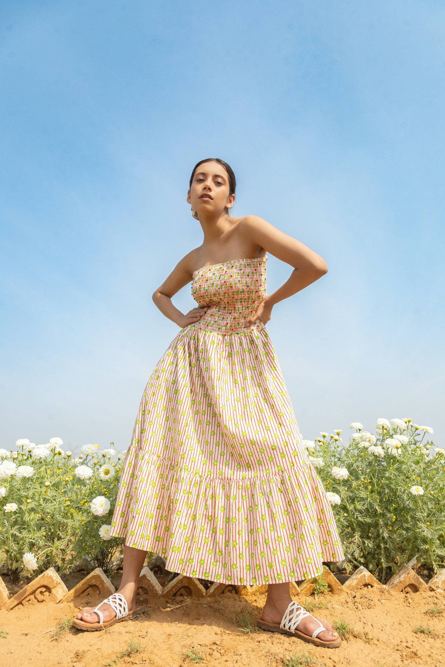 White Sunset Bloom Dress