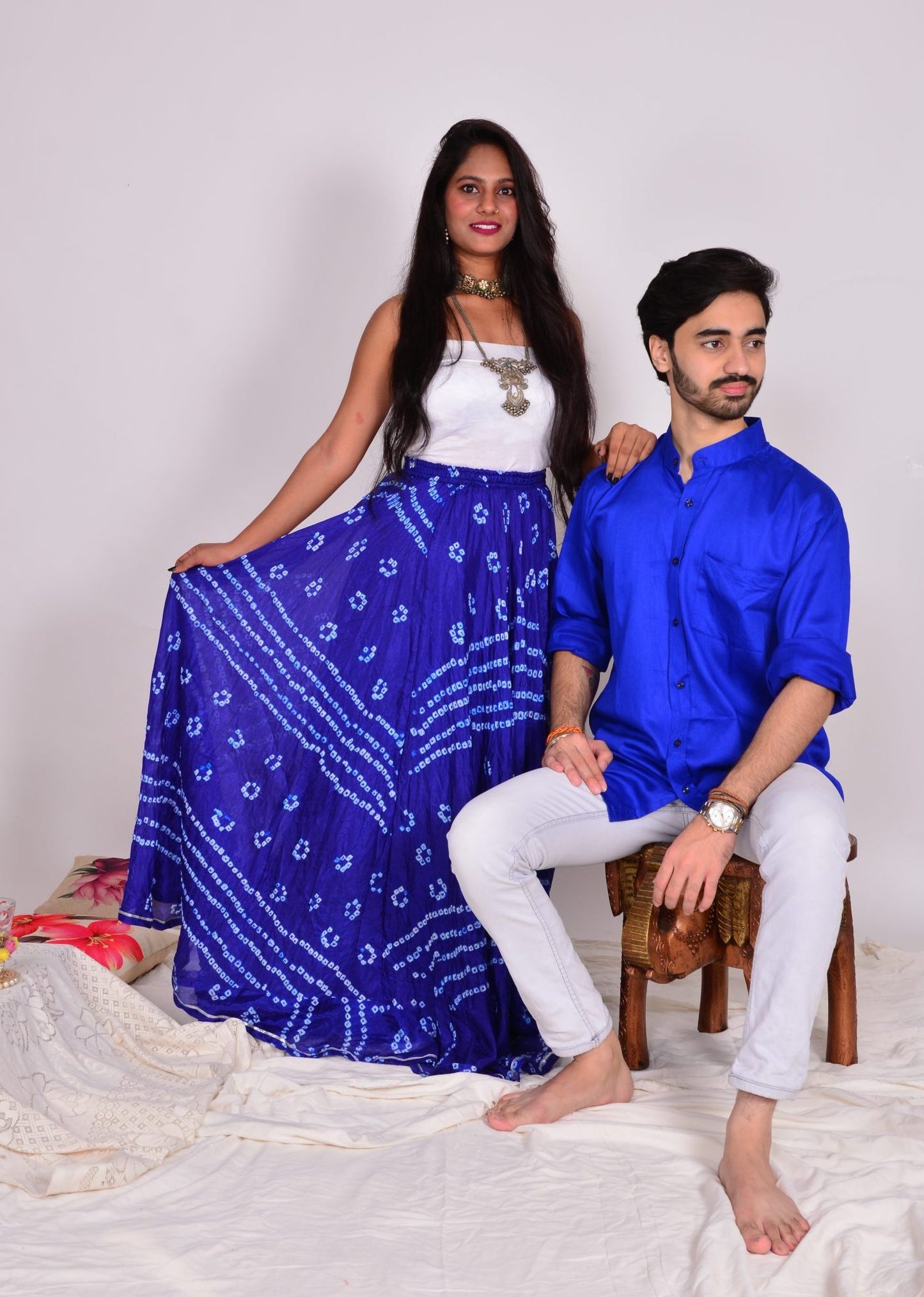 Laxmi Blue Bandhej Skirt