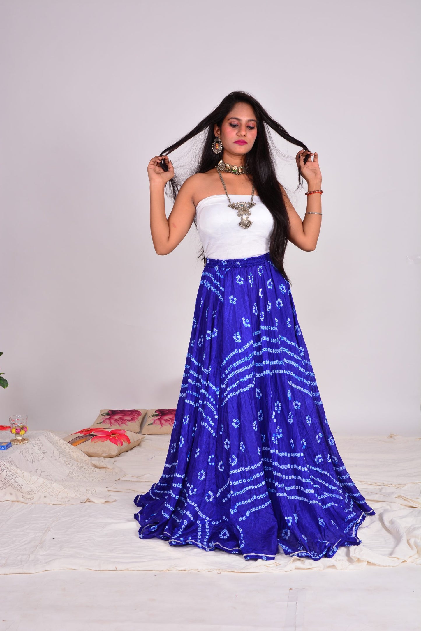 Laxmi Blue Bandhej Skirt