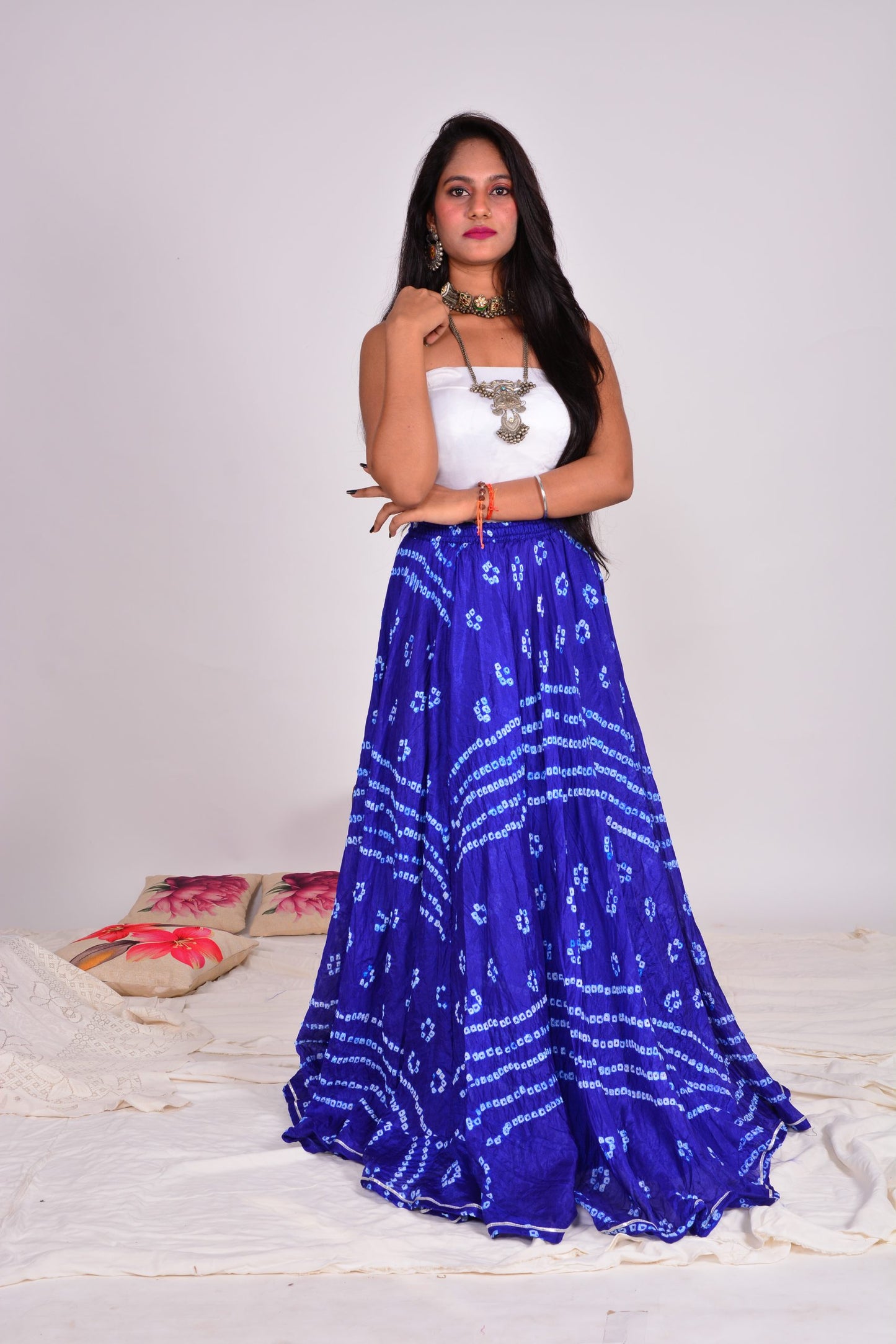 Laxmi Blue Bandhej Skirt