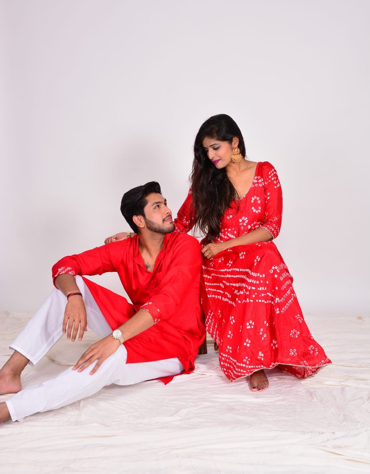 Ridhi Red Bandhej Dress