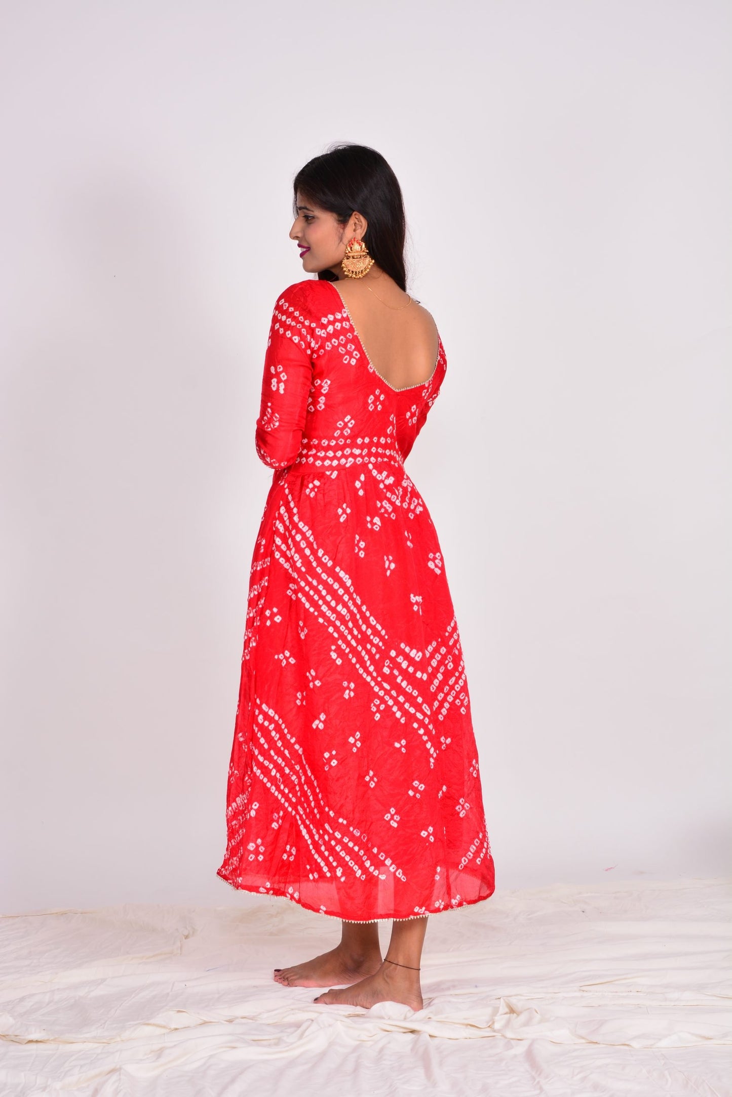 Ridhi Red Bandhej Dress