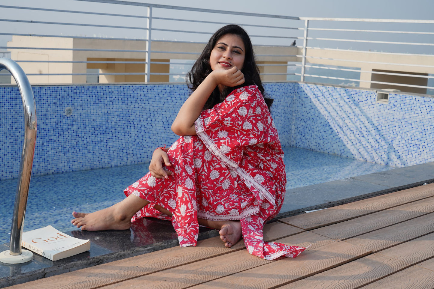 Red Printed Cotton Kaftan