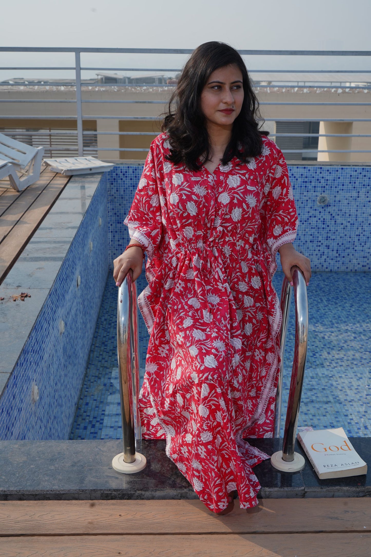 Red Printed Cotton Kaftan