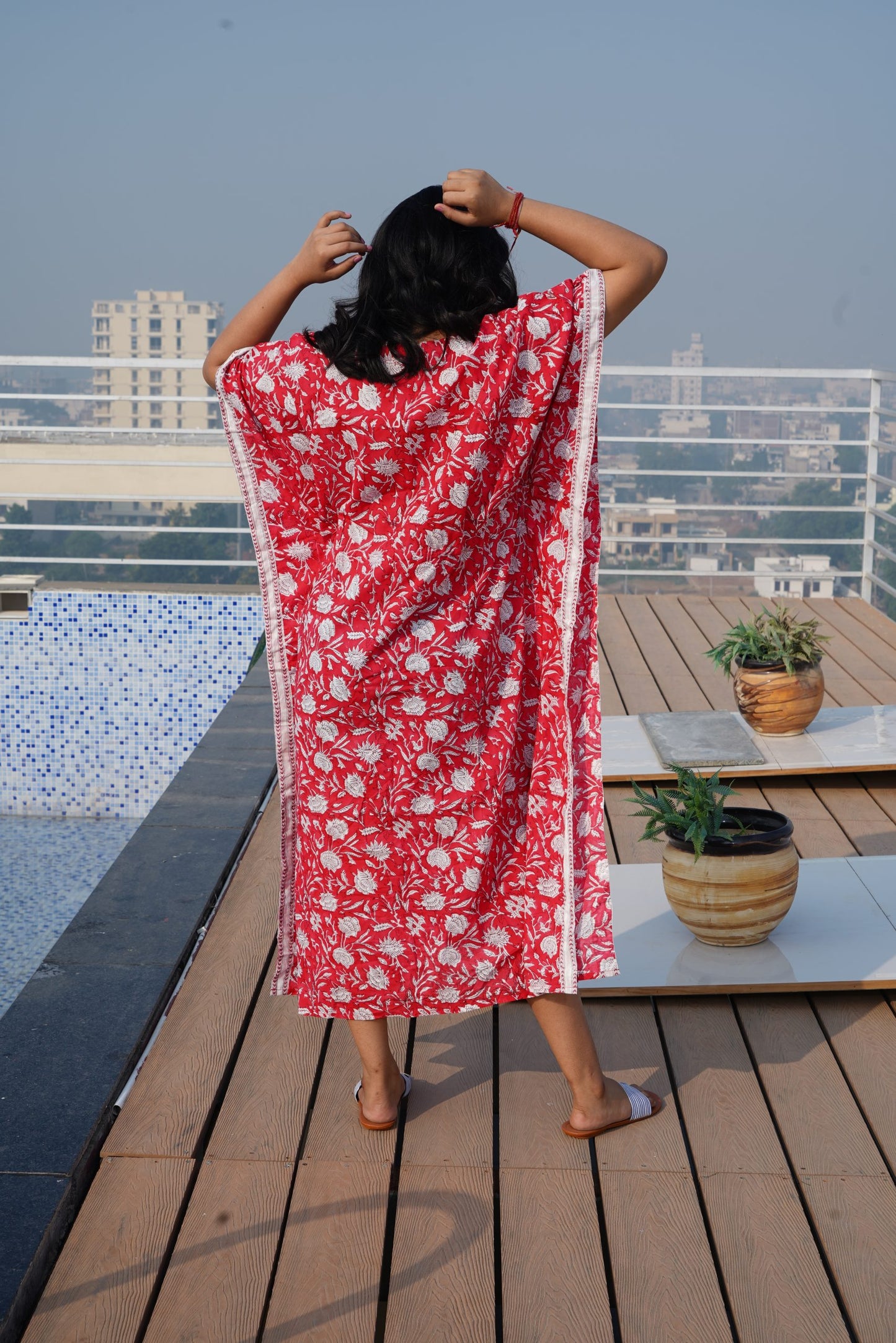Red Printed Cotton Kaftan