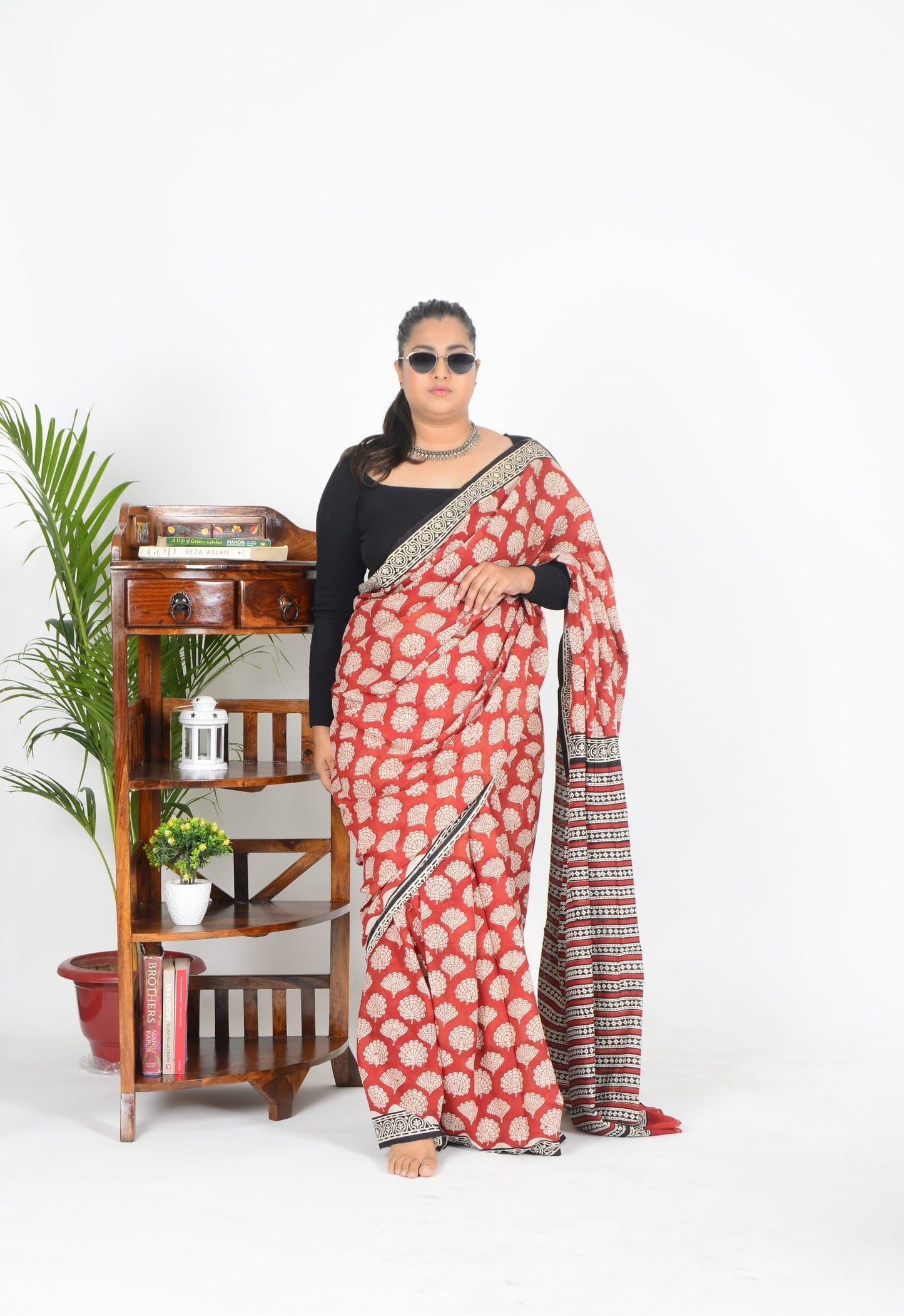 Narangi Bagru Saree