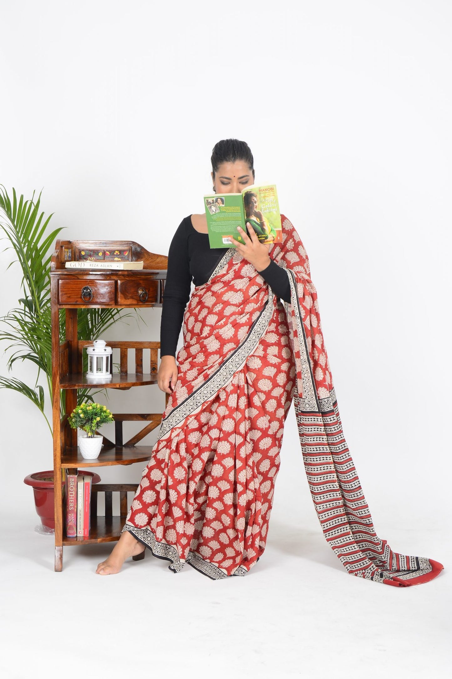 Narangi Bagru Saree