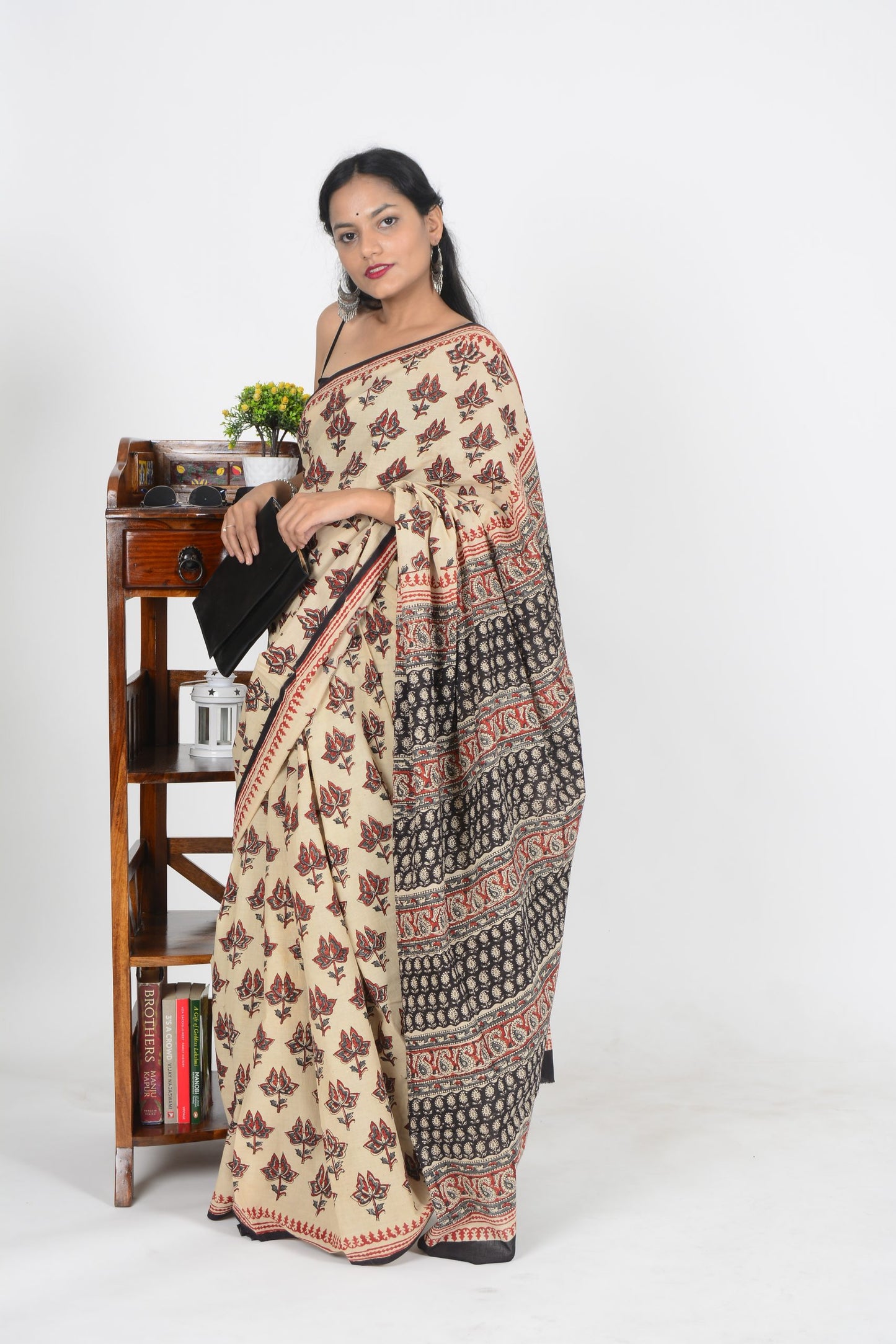 Beige Bagru Saree