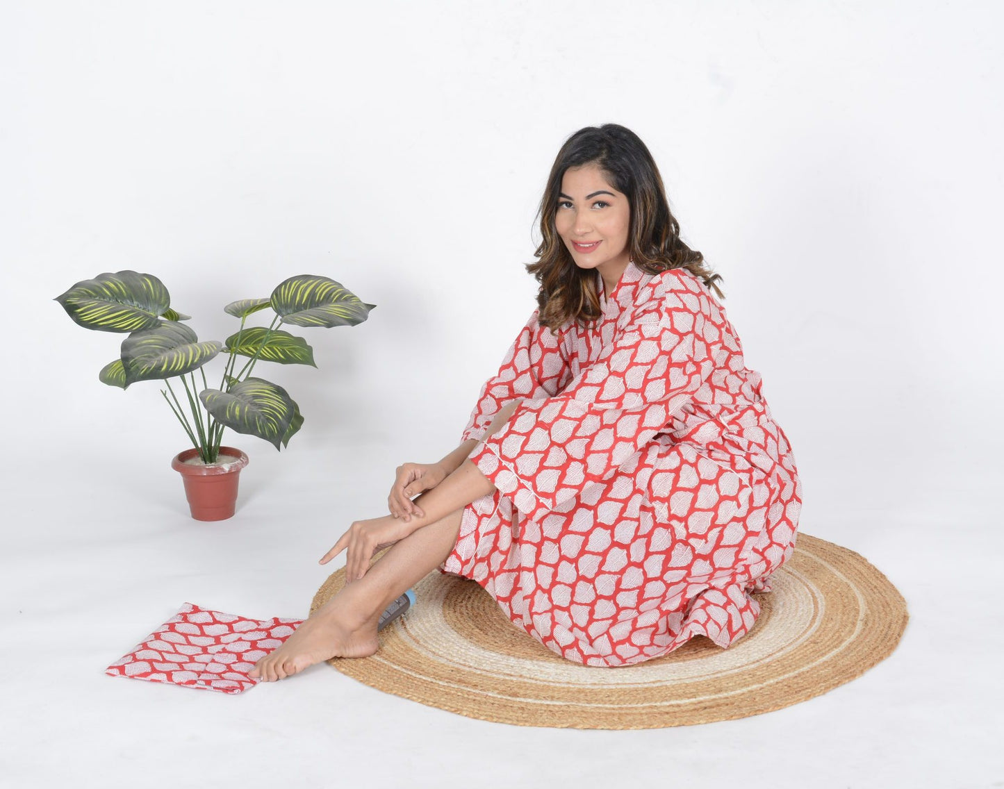 Red Cotton Bathrobe