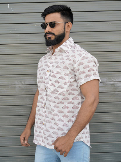 Minimal Car Prints White Shirt