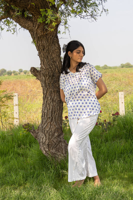 White Lavender Bloom Top