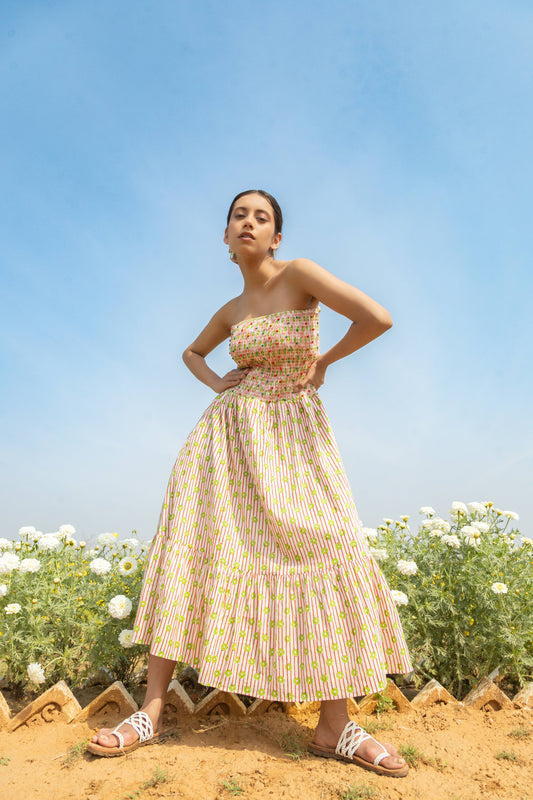 White Sunset Bloom Dress