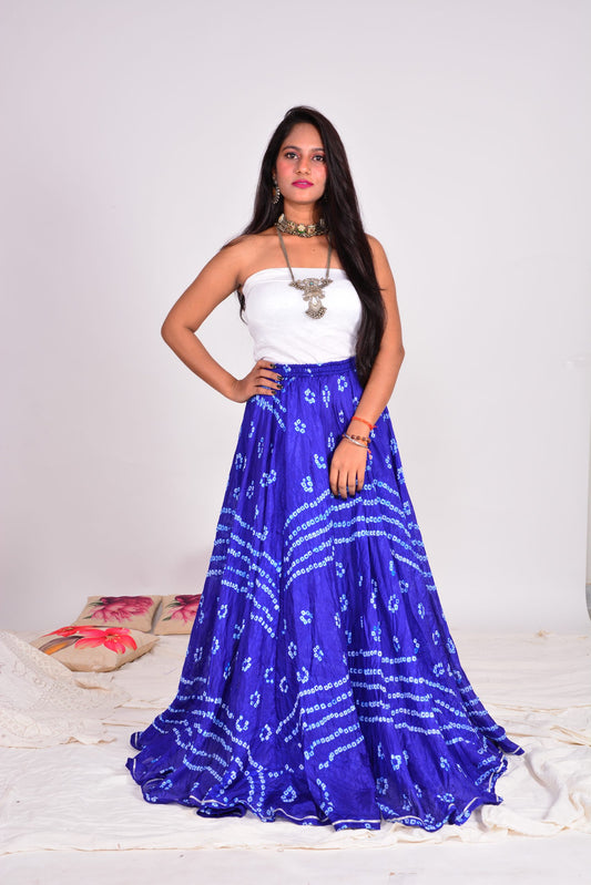 Laxmi Blue Bandhej Skirt