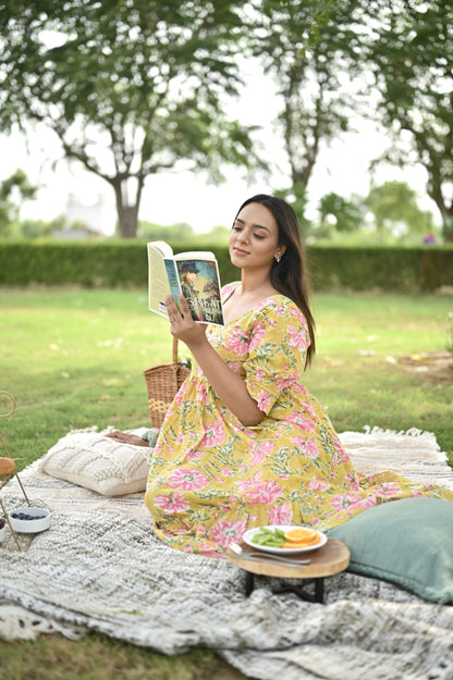 Berry Yellow Floral Dress