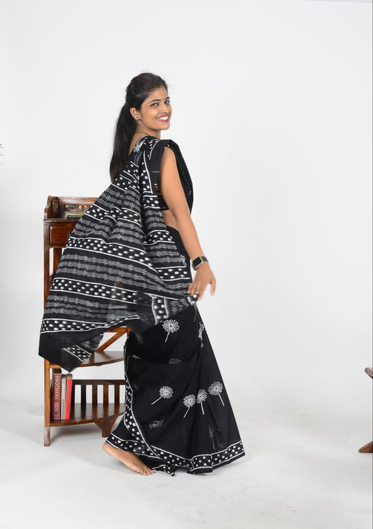 Black Bagru Saree