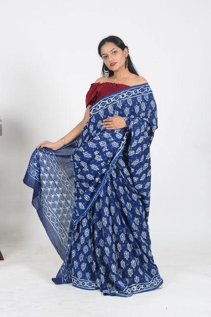 Indigo Dabu Saree