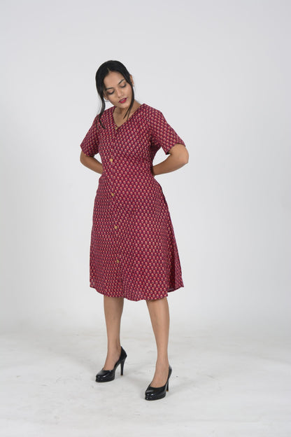 Stella Maroon Midi Dress