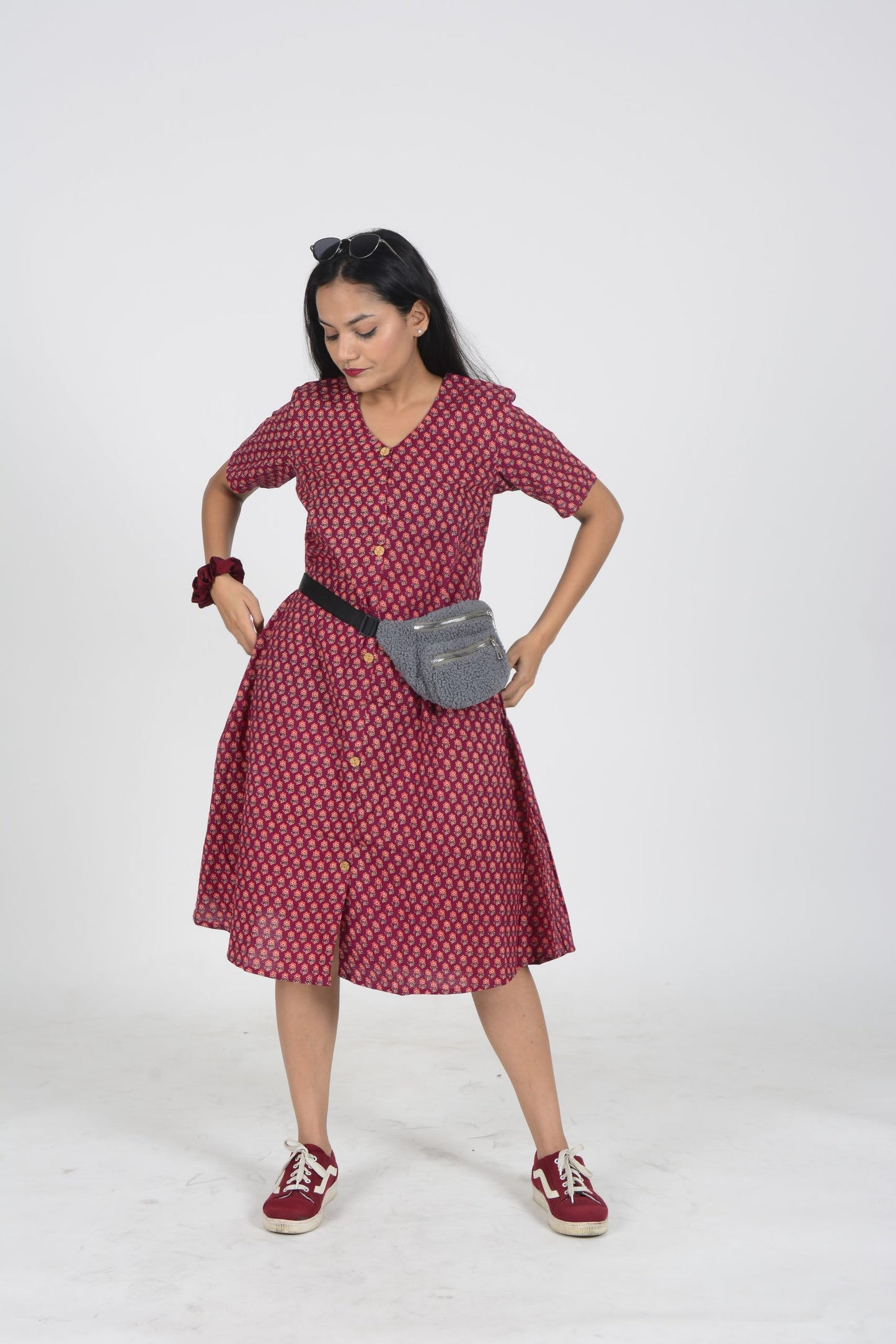 Stella Maroon Midi Dress