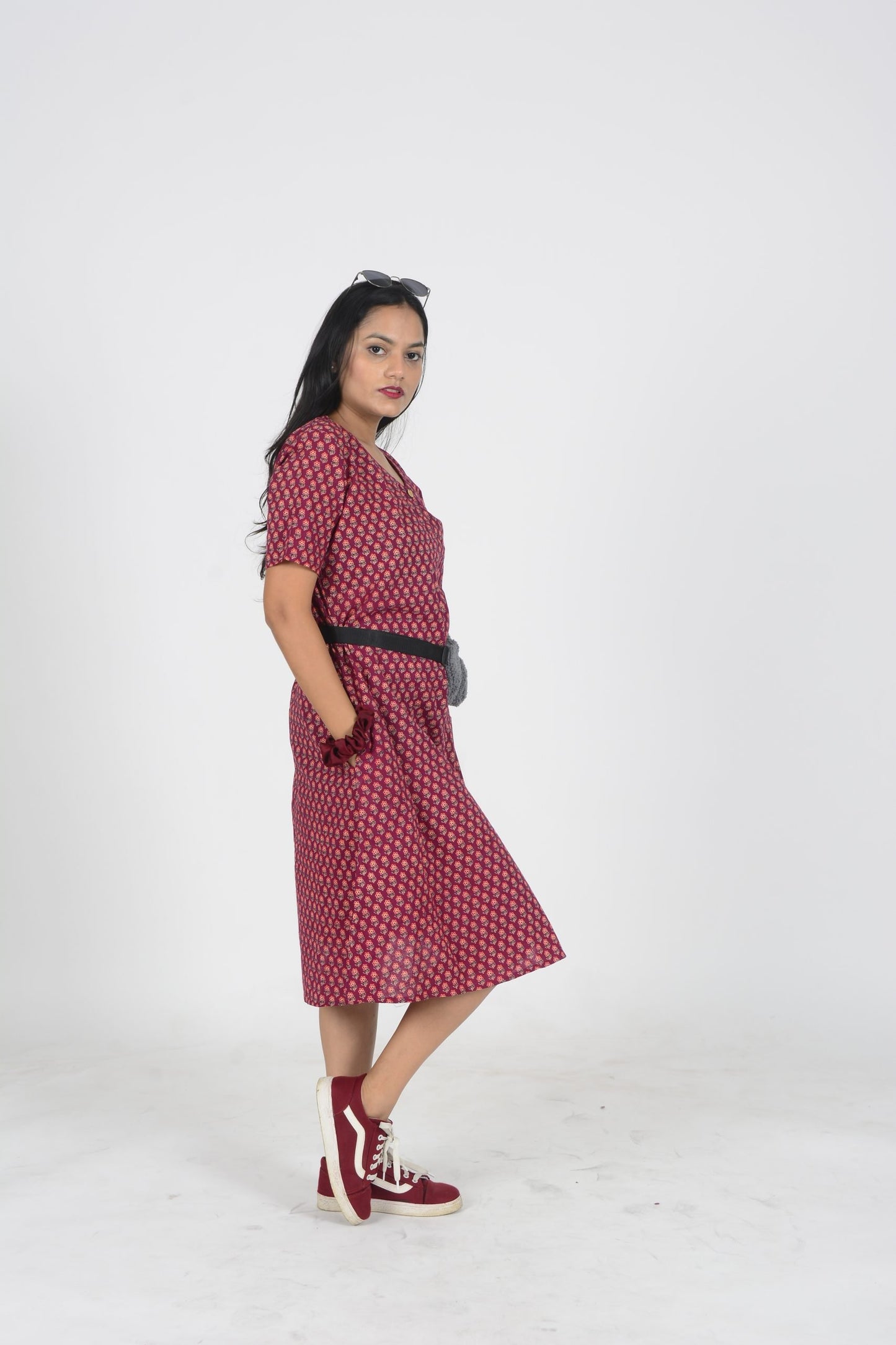 Stella Maroon Midi Dress