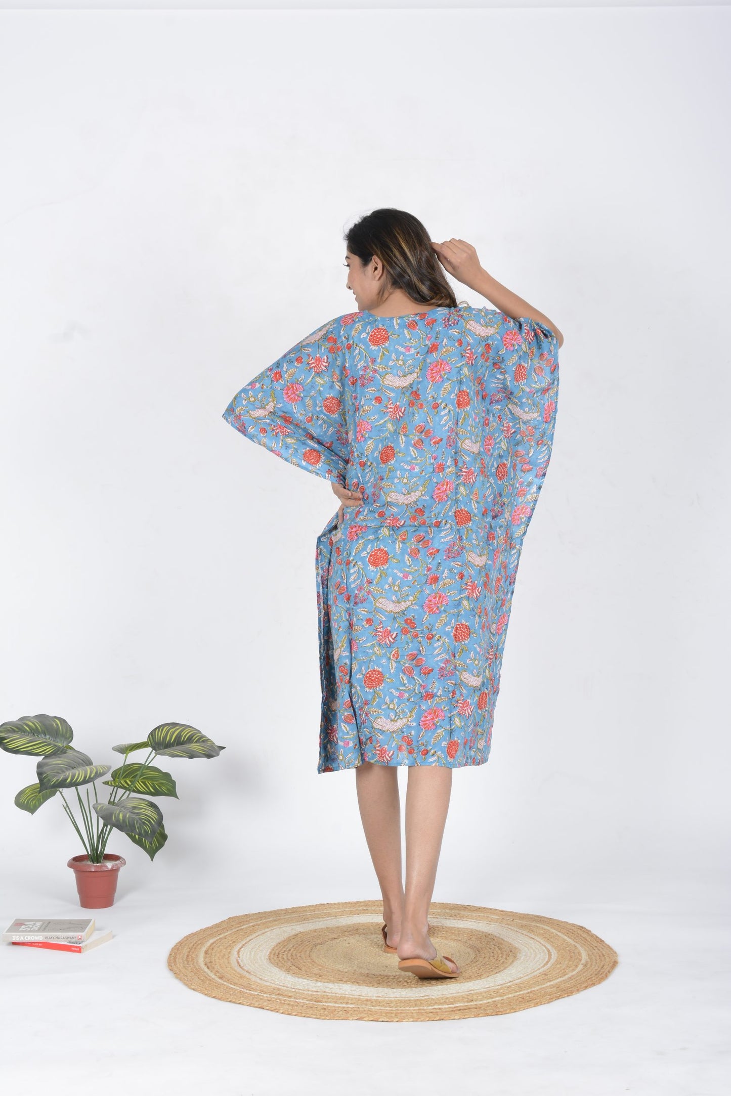 Blue Printed Cotton Kaftan